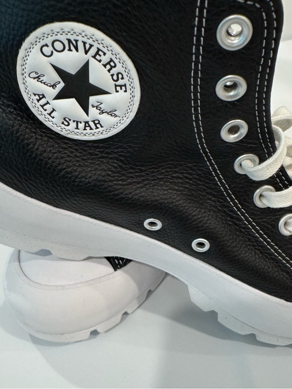 Black High-Top Leather Converse - Picture 4 of 8